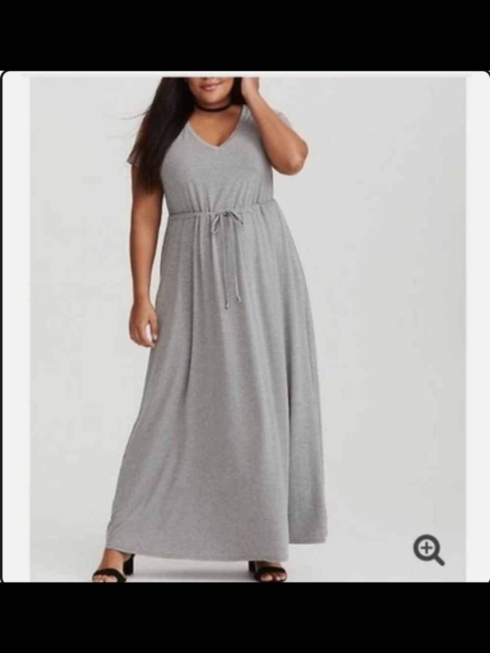 torrid Gray V-Neck Maxi Dress with Tie Waist - Size 1
